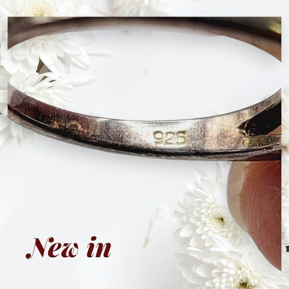 NWOT Sterling Silver Black Fire Opal Ring With Cluster Topaz Jewelry Gift - Picture 8 of 14